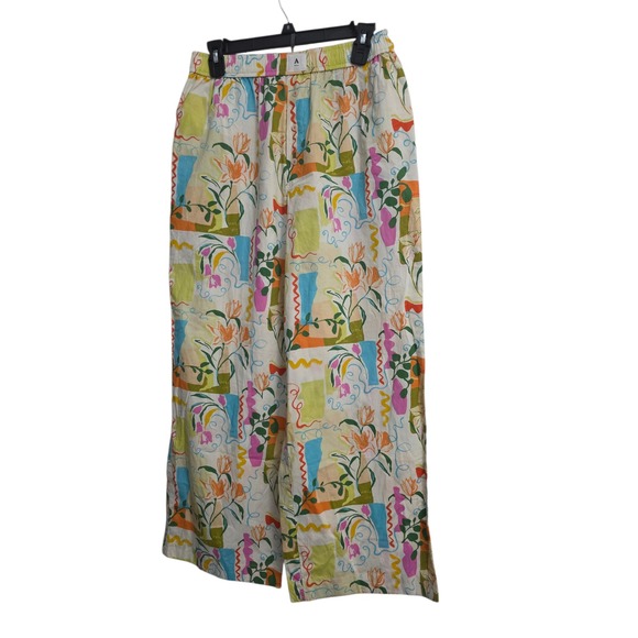 Anthropologie Multi-Color Floral Abstract Wide Leg Pull On Pants Size S NWTS - Picture 5 of 10